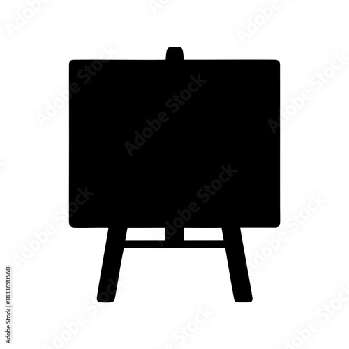 Black silhouette of an artist's easel with canvas on white Vector, illustration