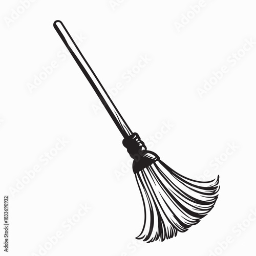 Minimalist Floor Sweeper Logo Vector on white background