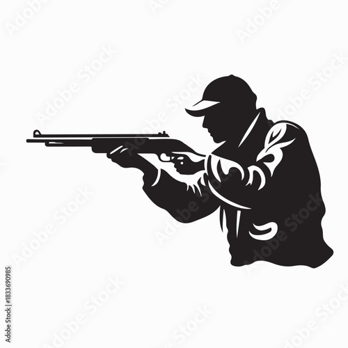 Classic Hunter Silhouette Logo vector on white background