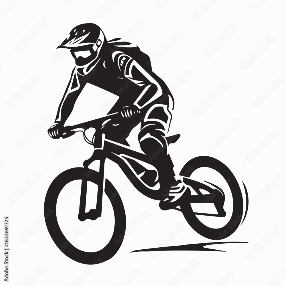 Fototapeta premium Extreme Downhill Biker Logo Design on white background