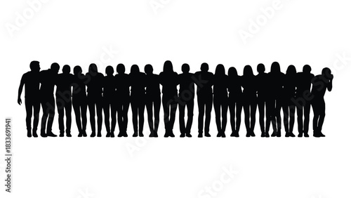 Diverse group silhouette isolated on white background, Vector