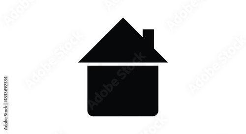 a simple black house shape with a chimney a minimalist graphic design silhouette