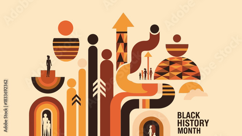 Celebrate Black History Month with this inspiring design showcasing community, progress, and legacy, perfect for educational content and social media campaigns