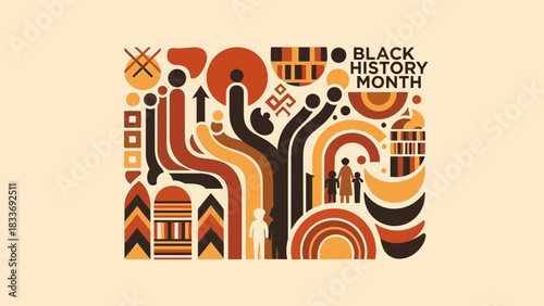 Celebrate Black History Month with this abstract and uplifting illustration, perfect for promoting diversity, unity, and cultural awareness this February