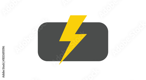 A striking black emblem features a vibrant yellow lightning bolt a unique silhouette