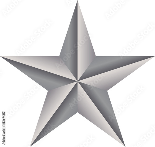 Shiny silver fivepointed star icon with gradient shading