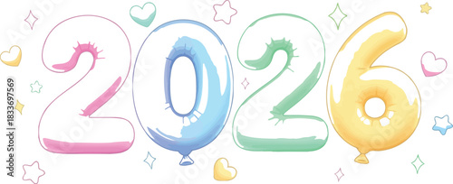 2026 year new calligraphy lettering design vector illustration future date