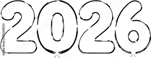 Year balloons 2026 celebration new year party event date future holiday happy