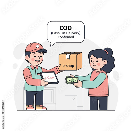 Cash on Delivery Confirmed - Courier Delivering Package to Customer.