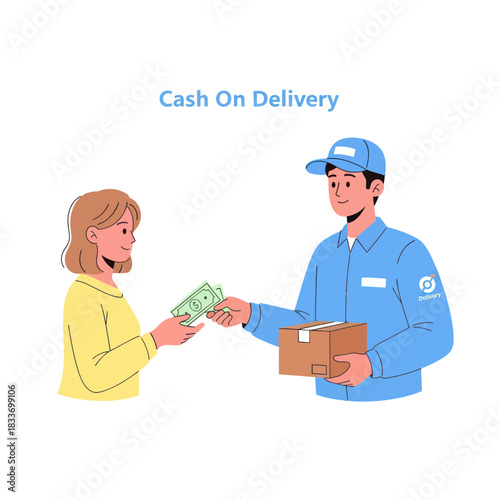 Cash On Delivery Service with Courier and Customer.