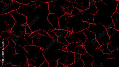 Abstract red glowing cracks pattern on a dark background texture