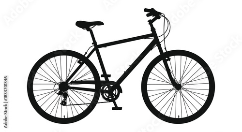 A striking black bicycle design stands out against a white backdrop a bold silhouette