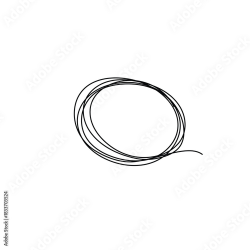 Hose or wire icon coiled in a circle in vector line drawing. Vector Illustration.
