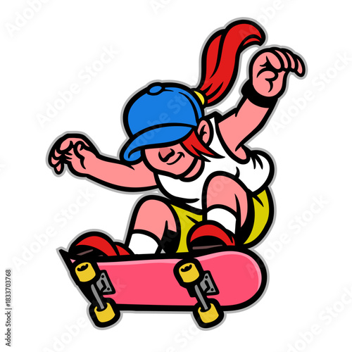 Jumping Ollie Skater Girl