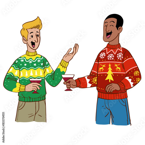 Men Conversation in Christmas Celebration