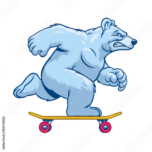 Polar Bear Mascot Playing Skateboard