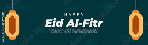 happy eid al fitr celebration islamic banner