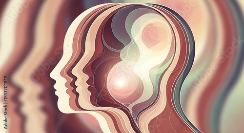 Mind layers human consciousness and identity concept