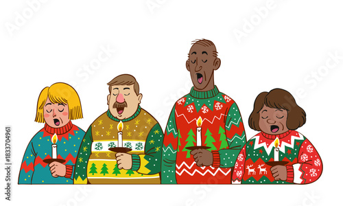 Senior people Gathering Singing Christmas Choir