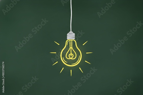 A glowing light bulb illustration on a dark green background, symbolizing an idea or inspiration.