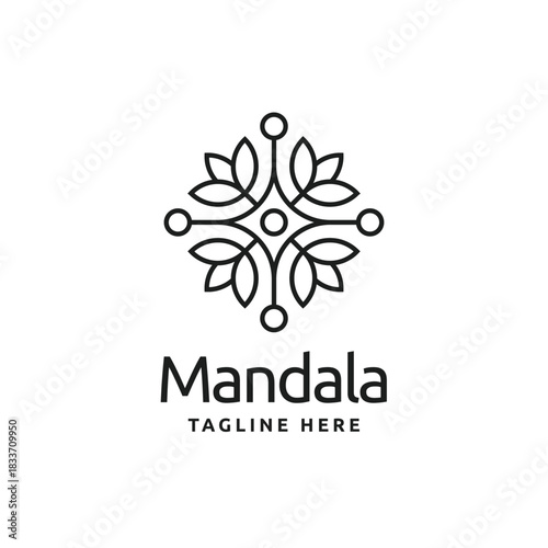 Feminine pattern mandala flower line logo design
