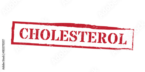 Cholesterol red rectangular grunge rubber stamp vector seal health label