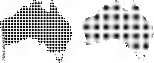 Stylized vector map of Australia continent composed of black dots on a clean white background