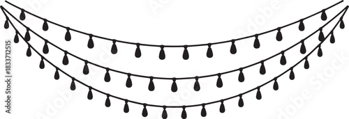 String of Lights Decoration Vector Drawing Garlands Holiday Celebration Banner Decoration