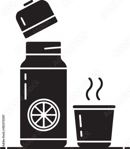 Water bottle and tumbler illustration showcasing hydration beverage drink and refreshment