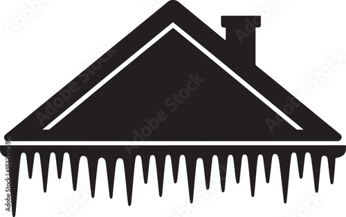 Winter House with Icicles on the Roof Isolated on Transparent Background Vector