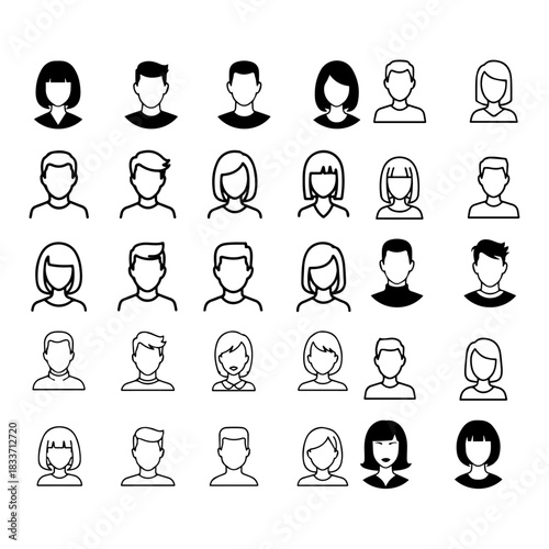 profil icons set silhouettde pack