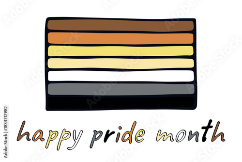 Colorful Bear brotherhood pride flag Happy pride day LGBTQ community Pride Month Vector hand drawn doodle for posters, stickers, logo, cards