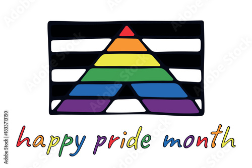 Colorful Straight ally pride flag Happy pride day LGBTQ community Pride Month Vector hand drawn doodle for posters, stickers, logo, cards