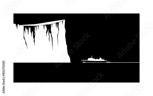 Minimalist Ship and Iceberg Illustration