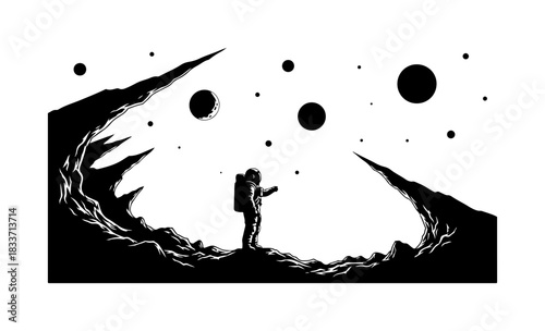 Astronaut Exploring an Alien Planet