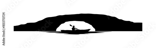 Kayaker Under Arch Silhouette