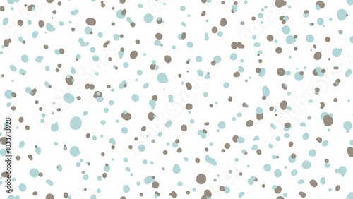 Abstract seamless pattern of randomly scattered dots and splatters in muted shades of light blue and earthy brown-grey.