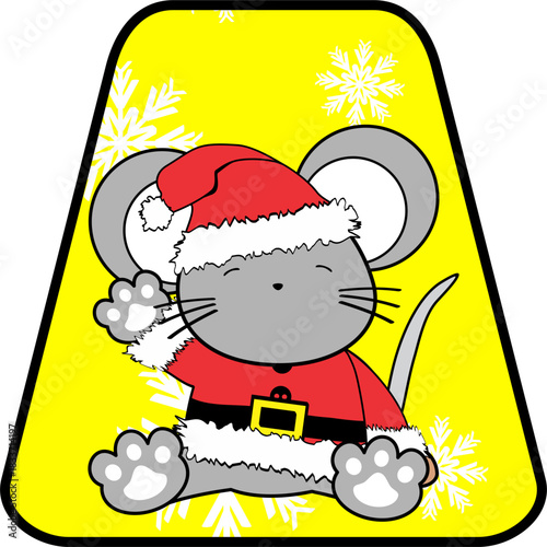 Baby mouse cartoon with Santa claus costume gift card in vector art 