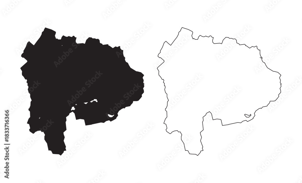 Fototapeta premium Yamanashi Prefecture Map Silhouette and Outline Vector