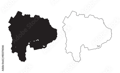 Yamanashi Prefecture Map Silhouette and Outline Vector