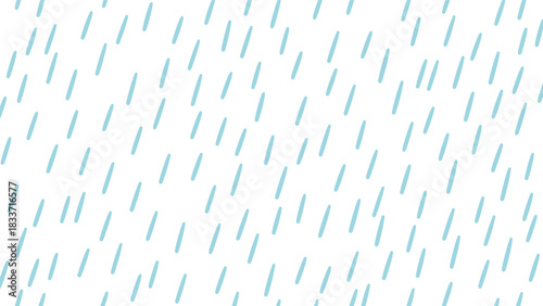 Simple seamless background pattern of hand-drawn light blue diagonal lines representing falling rain on a white backdrop.