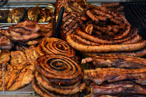 Sausages, pork steak and other meat dishes