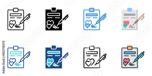 Wedding registry icon set multiple style vector collection. Editable Stroke 
