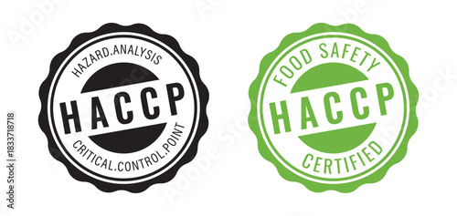 HACCP food safety and hazard analysis certified stamp set black and green
