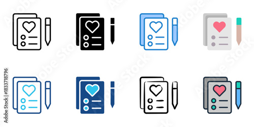 Wedding program icon set multiple style vector collection. Editable Stroke 
