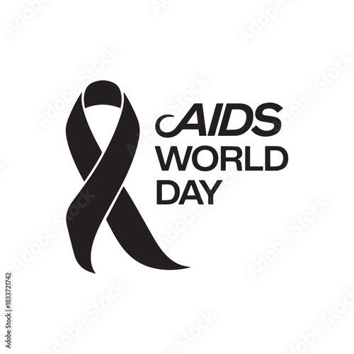 AIDS World Day Black Ribbon Symbol Commemoration Banner Graphic Design.