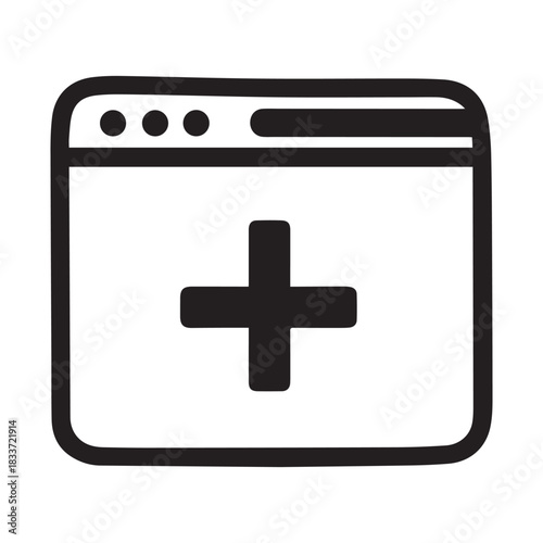 browser tab plus symbol icon vector illustration