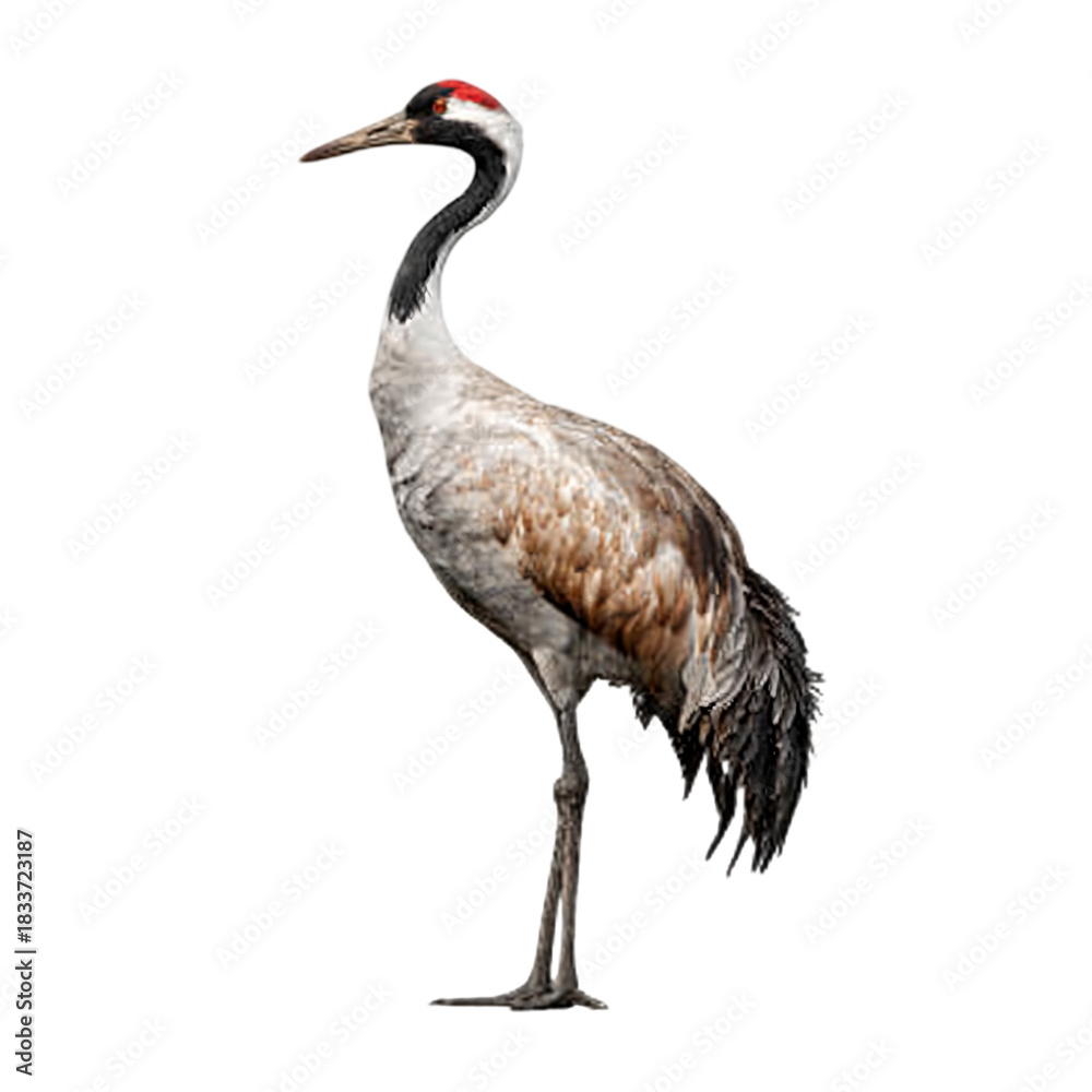 Fototapeta premium Elegant crane standing gracefully, a serene wildlife moment to add a touch of nature and calm to any project, perfect for conservation themes