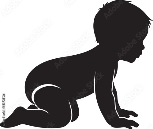 Silhouette of baby crawling
