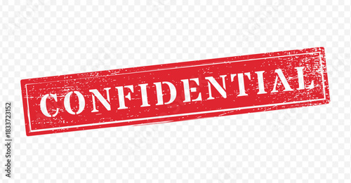 Rectangular solid red grunge rubber stamp mark with word Confidential
